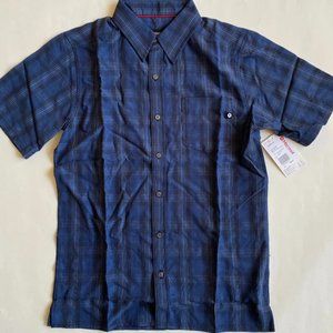Marmot Eldridge UPF 20 UpCycle Plaid Short Sleeve Button Down Shirt Arctic Navy